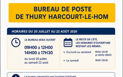 HORAIRES ÉTÉ BUREAU POSTE THURY-HARCOURT